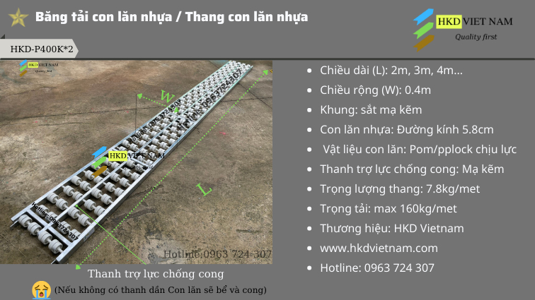 Giảm 10% khi mua băng tải con lăn nhựa chất lượng tại kho hàng HKD Việt nam.